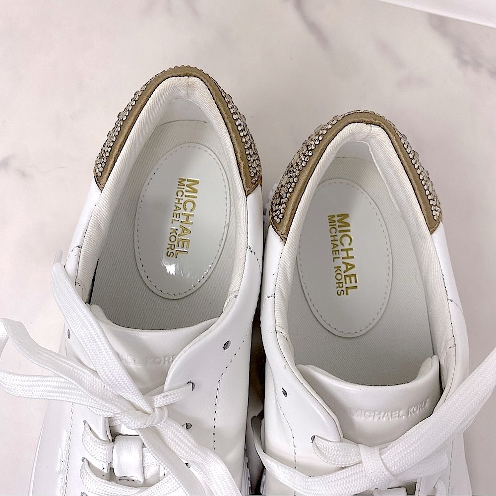BRAND NEW! Michael Kors White and Gold Sneakers Contemporary Style - Picture 13 of 13